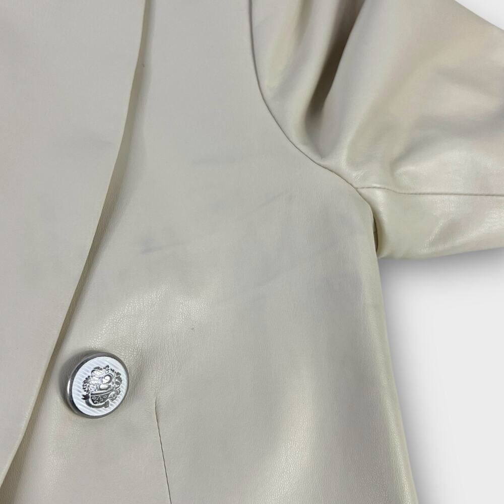 Veronica Beard Beacon Dickey Jacket Faux Leather Ecru Size 0 NWT - Picture 9 of 12